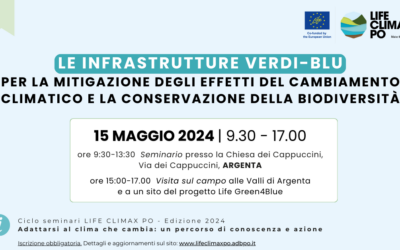 Save the date: Le Infrastrutture Verdi-Blu per la mitigazione degli effetti del cambiamento climatico. Seminario per la PA ad Argenta – 15 maggio 2024