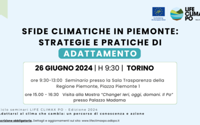 Save the date: Sfide Climatiche in Piemonte: strategie e pratiche di adattamento. Seminario per la PA a Torino– 26 giugno 2024